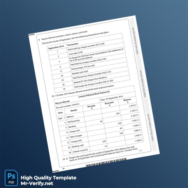 UK London National Bank Bank Reconciliation Statement Template in Word and PDF formats