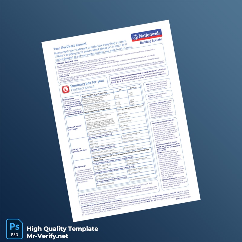 UK Nationwide Bank Statement Template in Word and PDF formats page 3 UK Nationwide Bank Statement Template in Word and PDF formats page 3