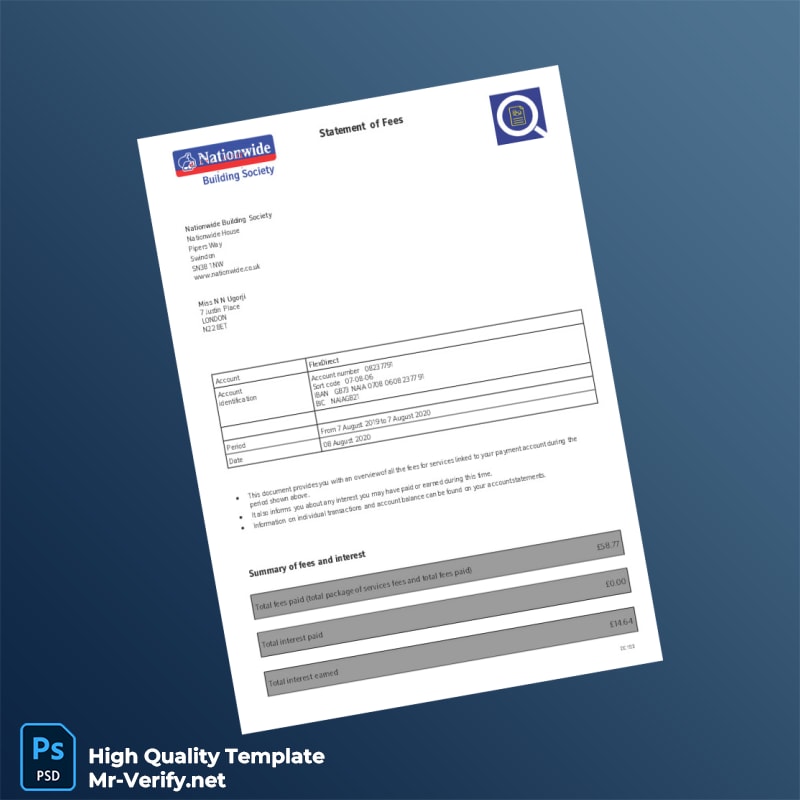 UK Nationwide Bank Statement Template in Word and PDF formats page 5 UK Nationwide Bank Statement Template in Word and PDF formats page 5