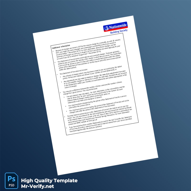 UK Nationwide Bank Statement Template in Word and PDF formats page 7 UK Nationwide Bank Statement Template in Word and PDF formats page 7