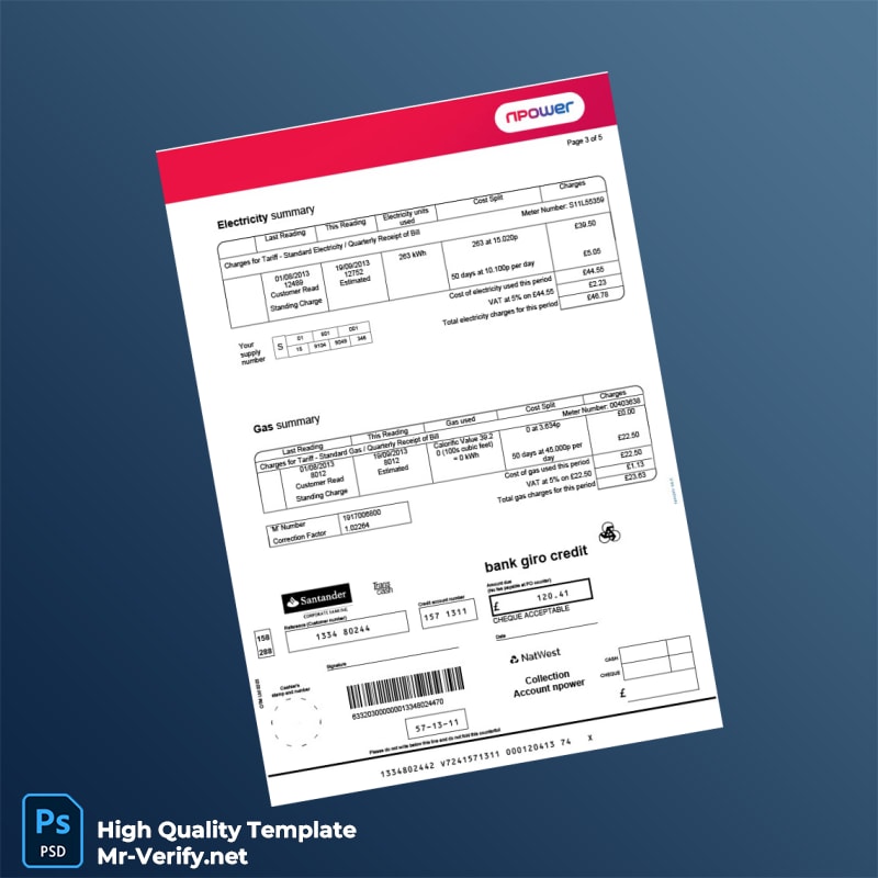 UK Npower Editable Energy Bill Template in Word and PDF formats page 3 UK Npower Editable Energy Bill Template in Word and PDF formats page 3