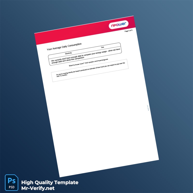 UK Npower Editable Energy Bill Template in Word and PDF formats page 5 UK Npower Editable Energy Bill Template in Word and PDF formats page 5