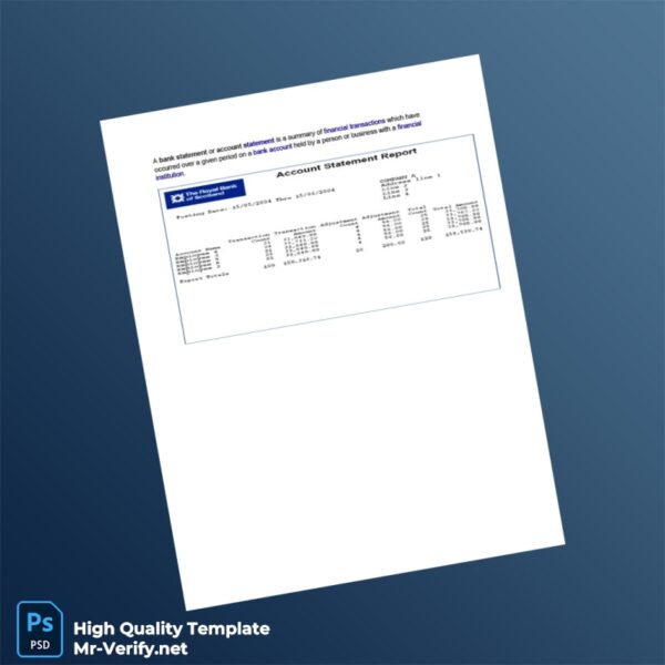 UK The Royal Bank of Scotland Account Statement Template in Word and PDF formats