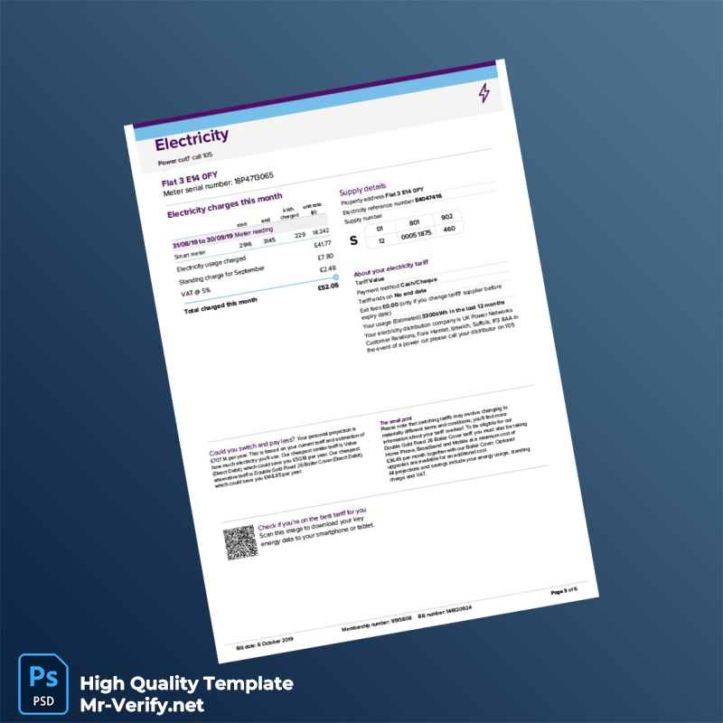 UK Utility Warehouse Editable Electricity Bill Template in Word and PDF formats page 3 UK Utility Warehouse Editable Electricity Bill Template in Word and PDF formats page 3
