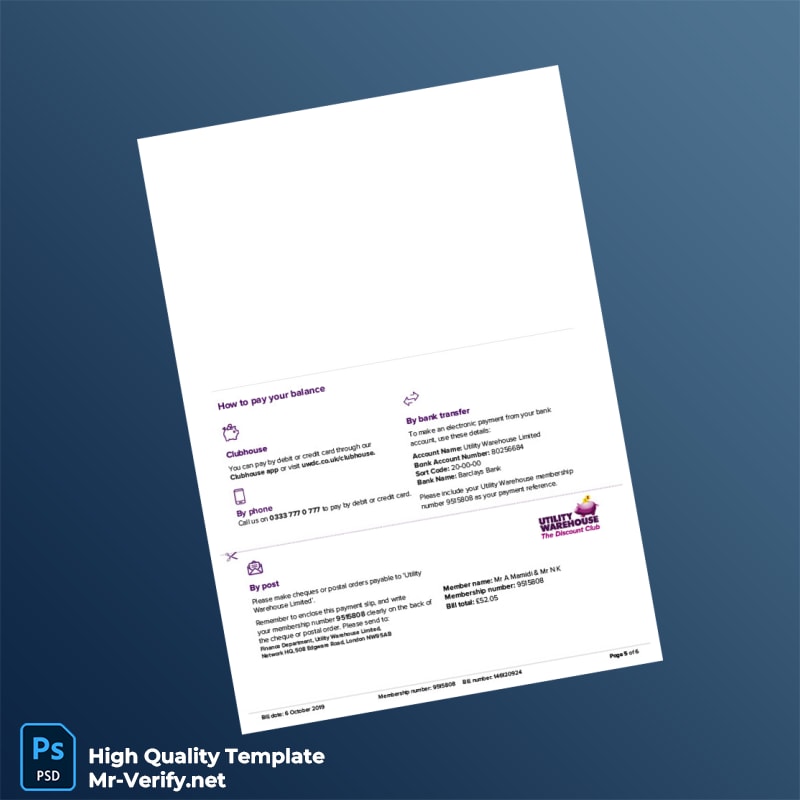 UK Utility Warehouse Editable Electricity Bill Template in Word and PDF formats page 5 UK Utility Warehouse Editable Electricity Bill Template in Word and PDF formats page 5