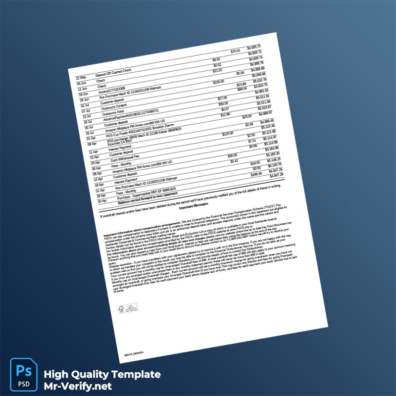 US FIRST Century Bank Statement Template in Word and PDF formats page 2 US FIRST Century Bank Statement Template in Word and PDF formats page 2