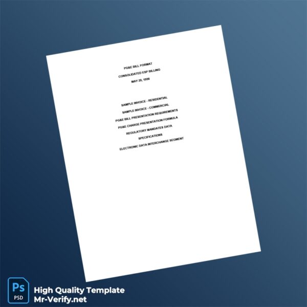 US Pacific Gas And Electric Company Editable Utility Bill Template in Word and PDF formats US Pacific Gas And Electric Company Editable Utility Bill Template in Word and PDF formats