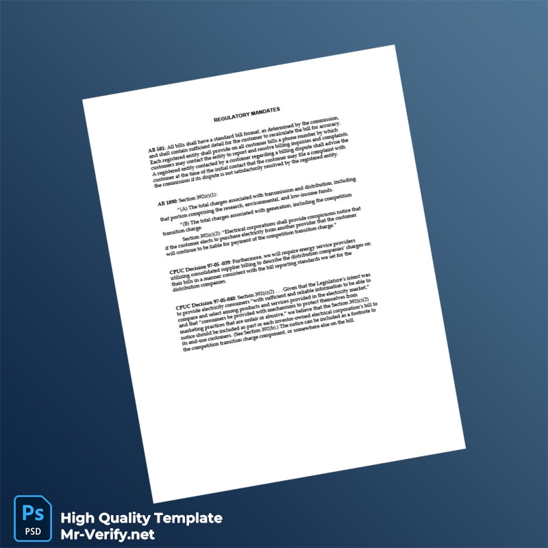US Pacific Gas And Electric Company Editable Utility Bill Template in Word and PDF formats page 6 US Pacific Gas And Electric Company Editable Utility Bill Template in Word and PDF formats page 6