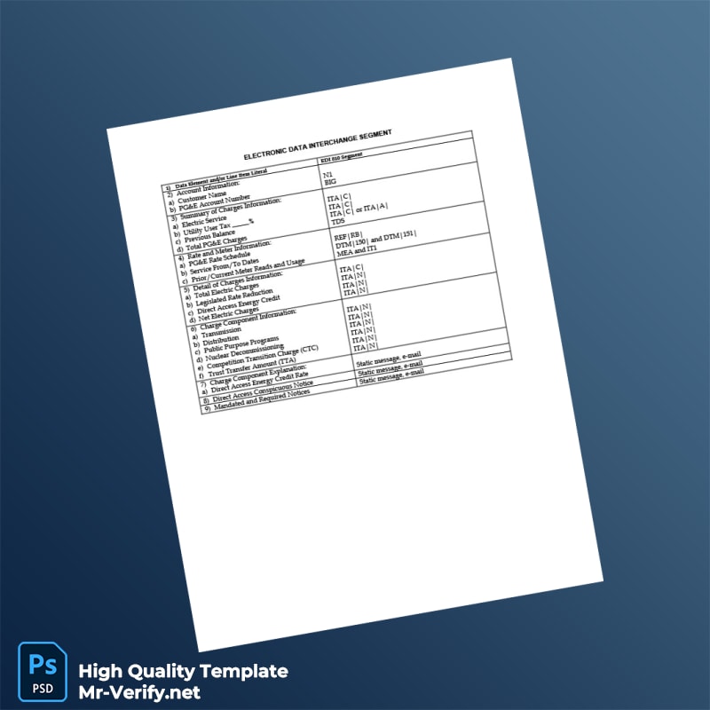 US Pacific Gas And Electric Company Editable Utility Bill Template in Word and PDF formats page 8 US Pacific Gas And Electric Company Editable Utility Bill Template in Word and PDF formats page 8