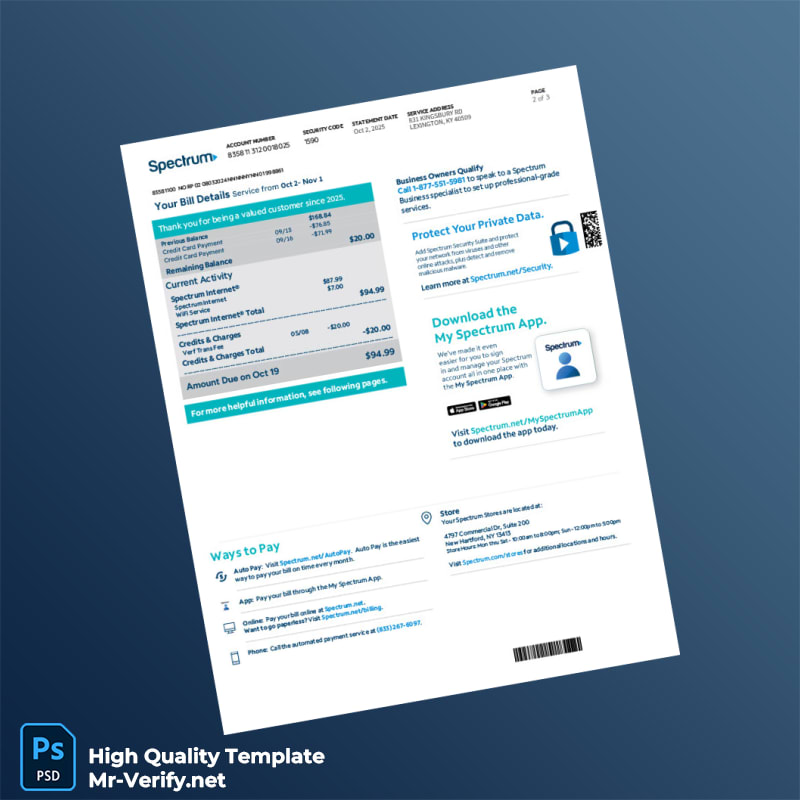 US Spectrum Editable Utility Bill Template in Word and PDF formats page 2 US Spectrum Editable Utility Bill Template in Word and PDF formats page 2