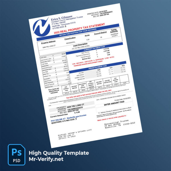 USA-Davidson-County-Metropolitan-Trustee-Editable-Property-Tax-Bill-Template-in-Word-and-PDF-formats-mrverify USA Davidson County Metropolitan Trustee Editable Property Tax Bill Template in Word and PDF formats