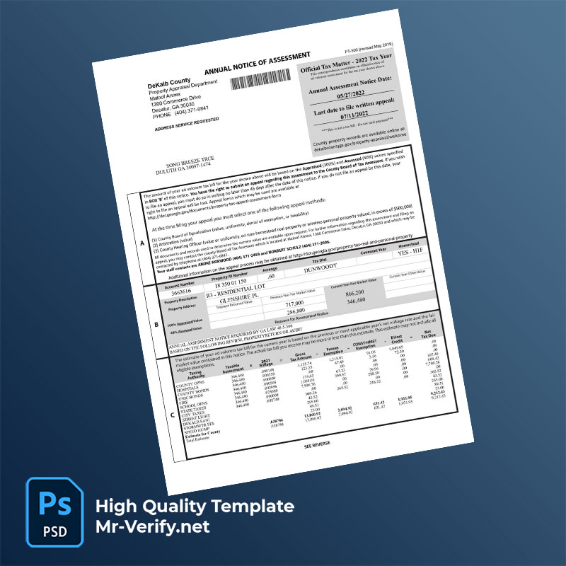 USA-DeKalb-County-Property-Appraisal-Department-Editable-Property-Tax-Bill-Template-in-Word-and-PDF-formats-mrverify USA DeKalb County Property Appraisal Department Editable Property Tax Bill Template in Word and PDF formats
