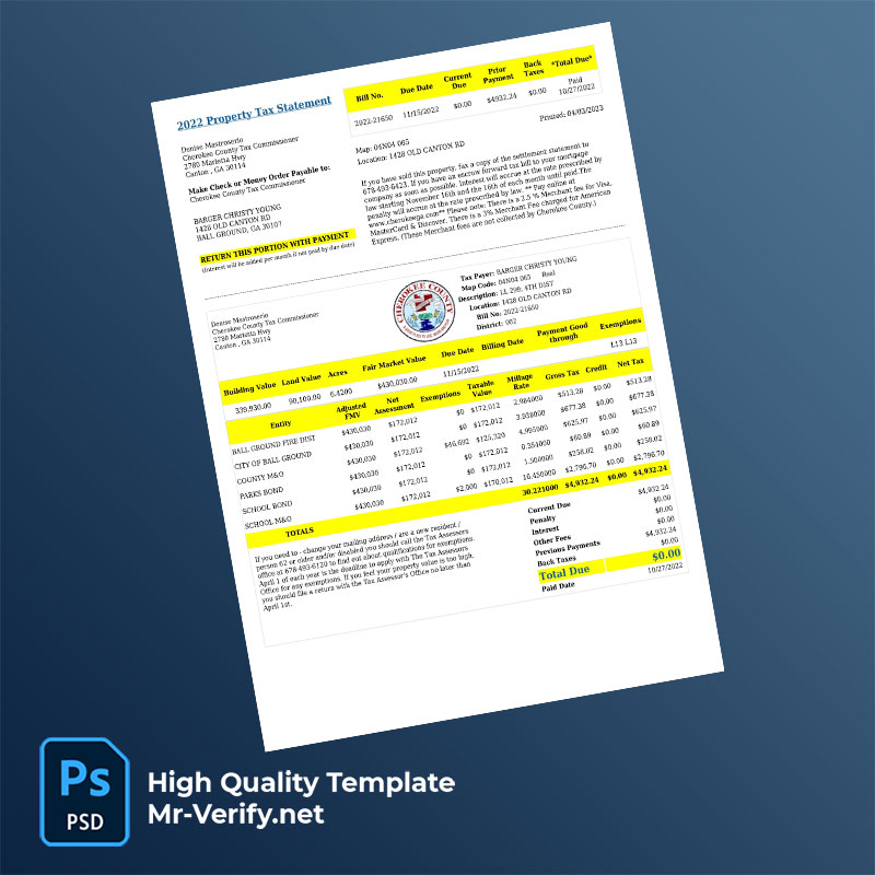 USA-Georgia-Cherokee-County-Tax-Commissioner-Editable-Property-Tax-Bill-Template-in-Word-and-PDF-formats-mrverify USA Georgia Cherokee County Tax Commissioner Editable Property Tax Bill Template in Word and PDF formats