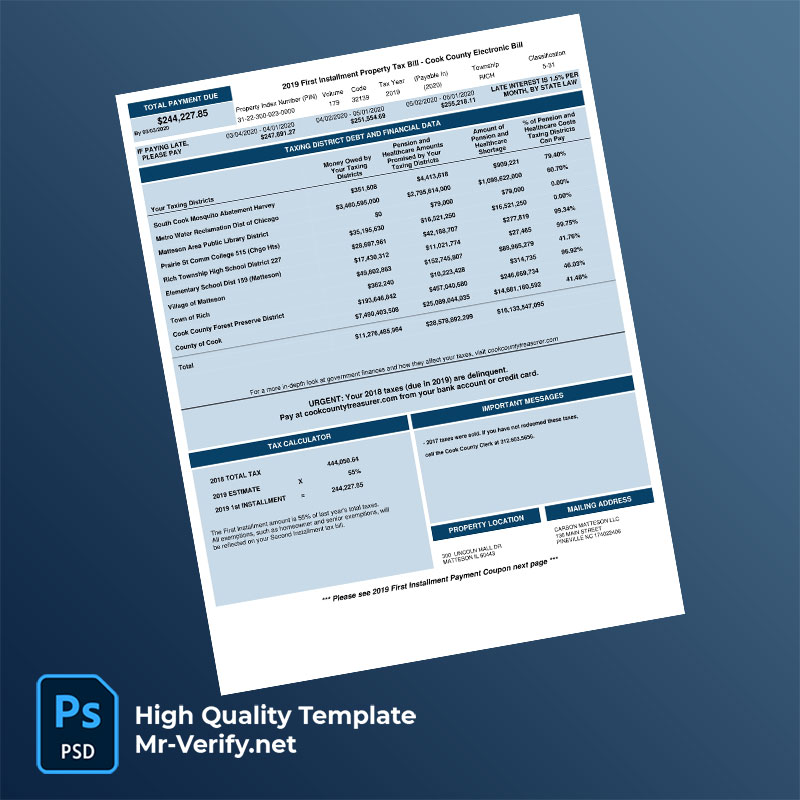 USA-Illinois-Cook-County-Treasurer-Editable-Property-Tax-Bill-Template-in-Word-and-PDF-formats-mrverify USA Illinois Cook County Treasurer Editable Property Tax Bill Template in Word and PDF formats
