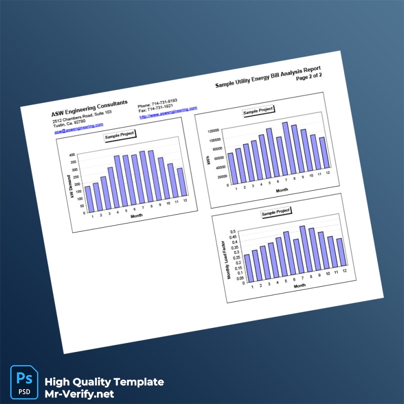 USA ASW Engineering Consultants Editable Utility Bill Analysis Template in Word and PDF formats page 2 USA ASW Engineering Consultants Editable Utility Bill Analysis Template in Word and PDF formats page 2