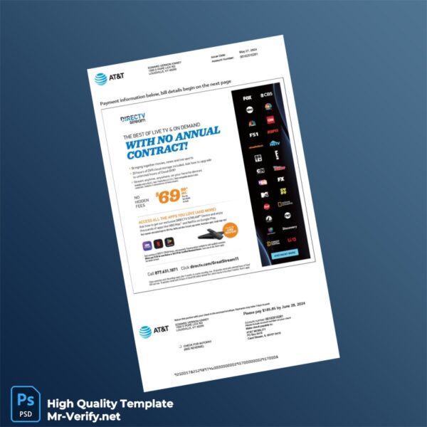 USA AT T Editable Phone Bill Template in Word and PDF formats