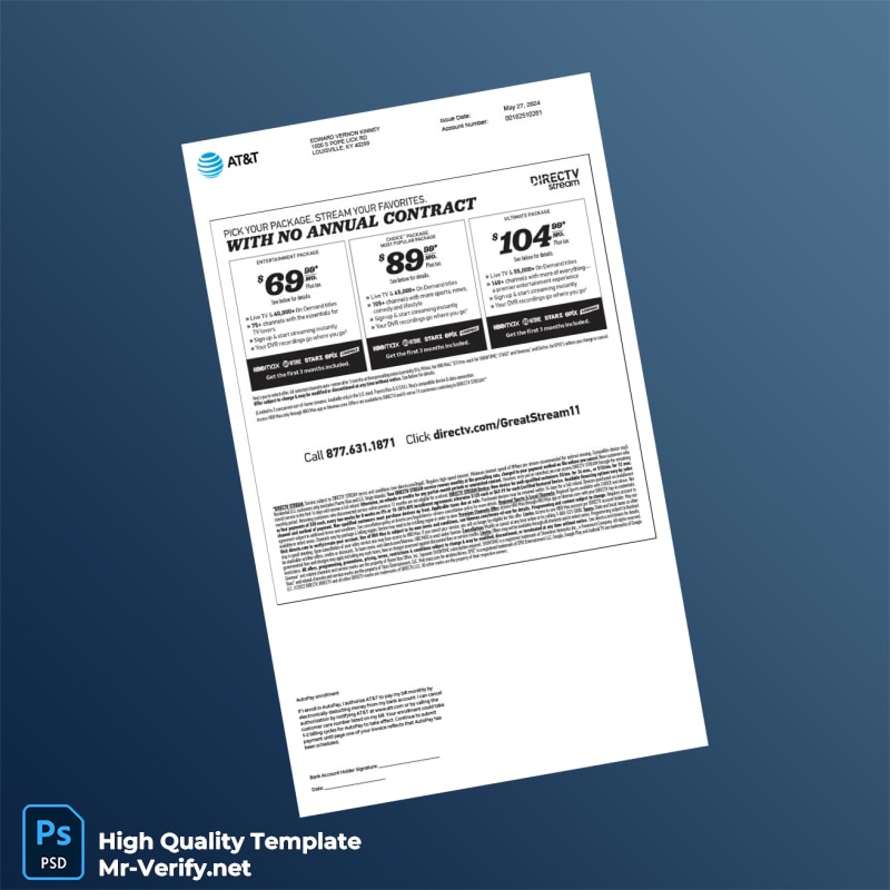 USA AT T Editable Phone Bill Template in Word and PDF formats page 2 USA AT T Editable Phone Bill Template in Word and PDF formats page 2