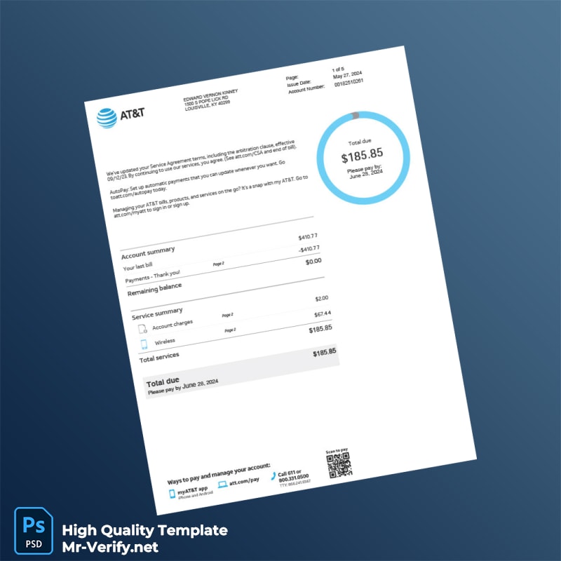USA AT T Editable Phone Bill Template in Word and PDF formats page 3 USA AT T Editable Phone Bill Template in Word and PDF formats page 3