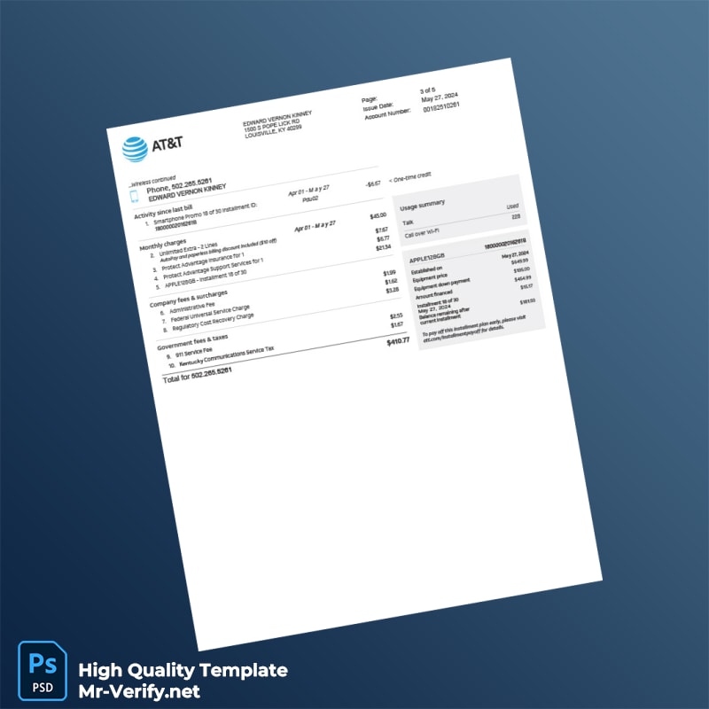USA AT T Editable Phone Bill Template in Word and PDF formats page 5 USA AT T Editable Phone Bill Template in Word and PDF formats page 5