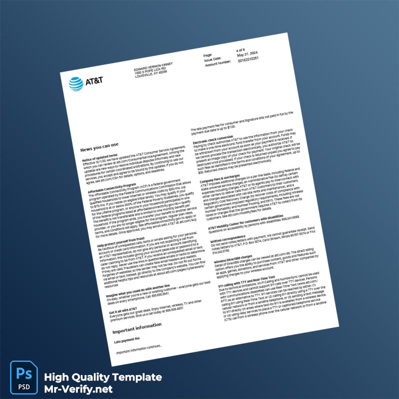 USA AT T Editable Phone Bill Template in Word and PDF formats page 6 USA AT T Editable Phone Bill Template in Word and PDF formats page 6