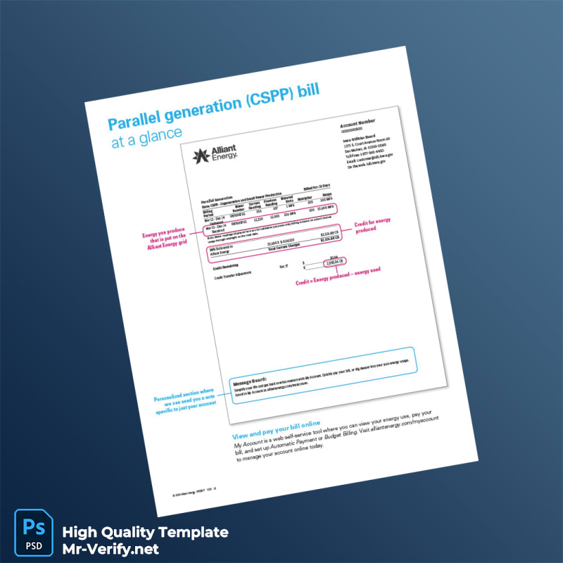 USA Alliant Energy Editable Parallel Generation CSPP Bill Template in Word and PDF formats page 2 USA Alliant Energy Editable Parallel Generation CSPP Bill Template in Word and PDF formats page 2
