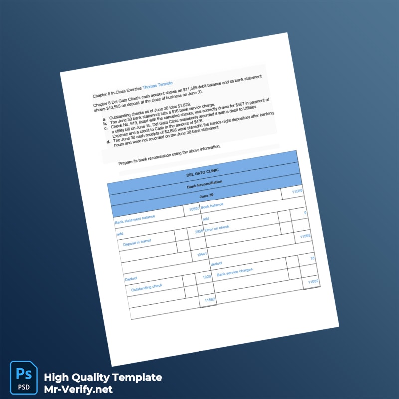 USA Bank Reconciliation Template in Word and PDF formats USA Bank Reconciliation Template in Word and PDF formats