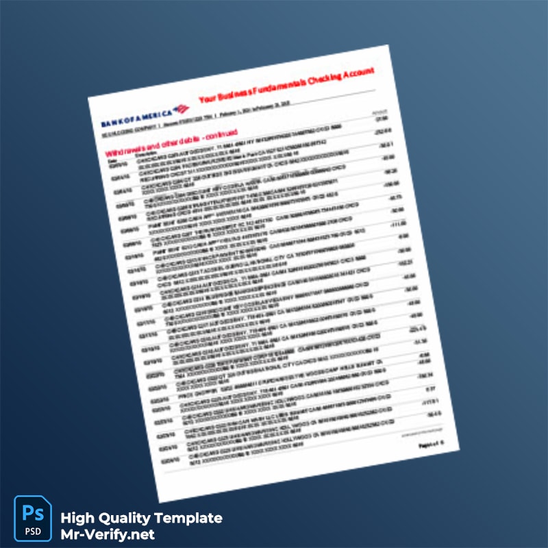 USA Bank of America Bank Statement Template in Word and PDF formats page 4 USA Bank of America Bank Statement Template in Word and PDF formats page 4