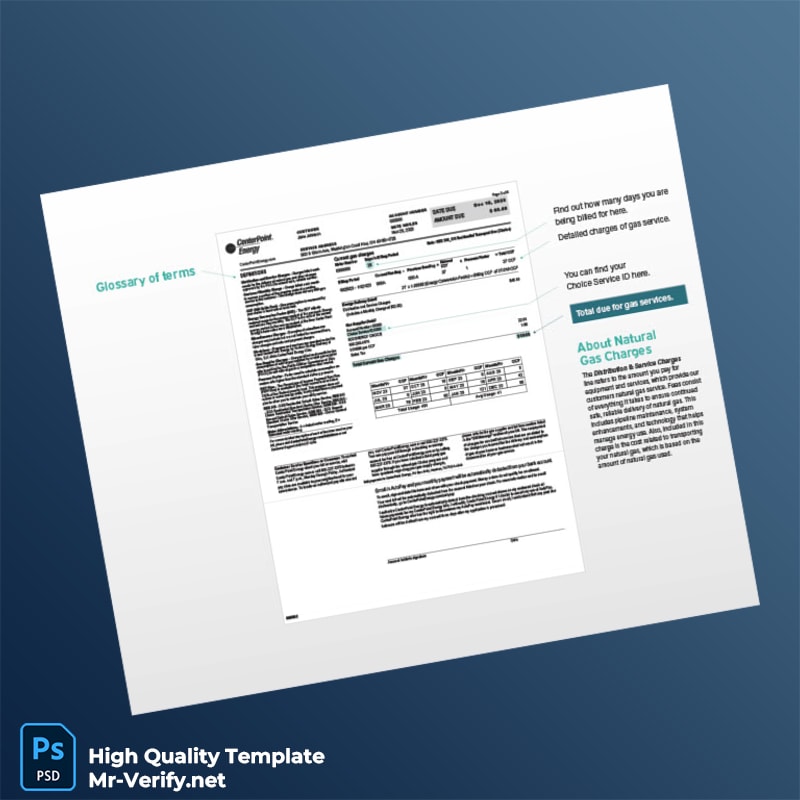 USA CenterPoint Energy Editable Gas Bill Template in Word and PDF formats page 2 USA CenterPoint Energy Editable Gas Bill Template in Word and PDF formats page 2