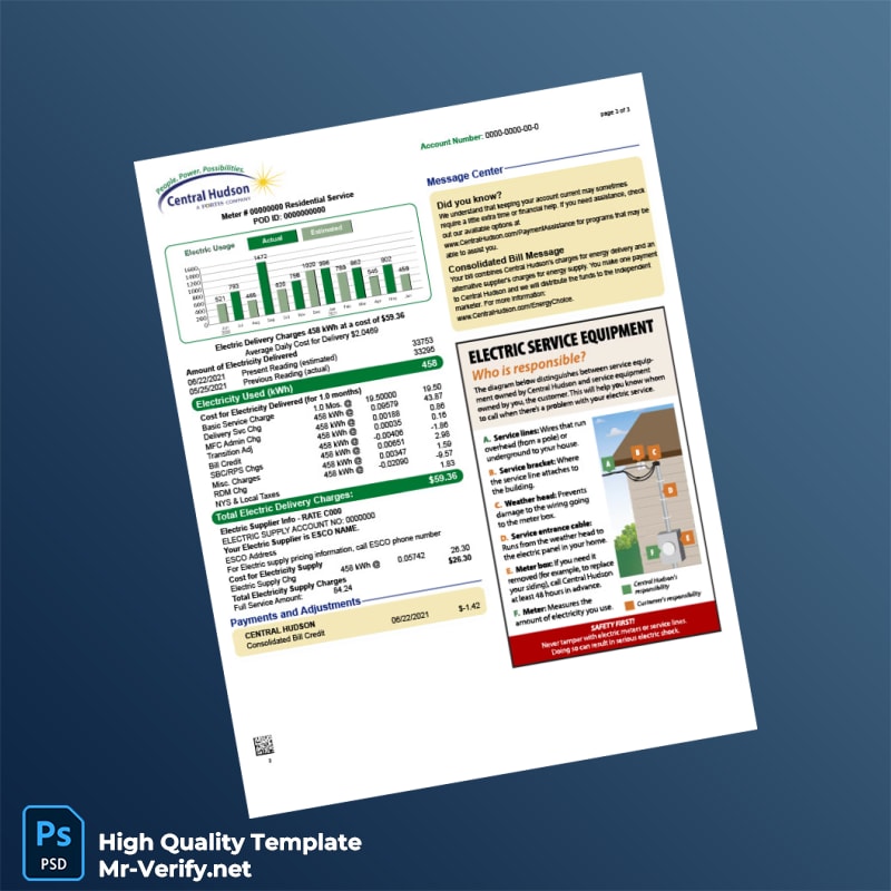 USA Central Hudson Editable Utility Bill Template in Word and PDF formats page 3 USA Central Hudson Editable Utility Bill Template in Word and PDF formats page 3