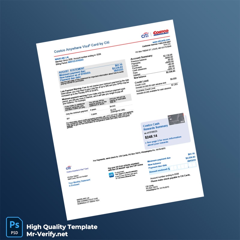 USA Citi Bank Statement Template in Word and PDF formats USA Citi Bank Statement Template in Word and PDF formats
