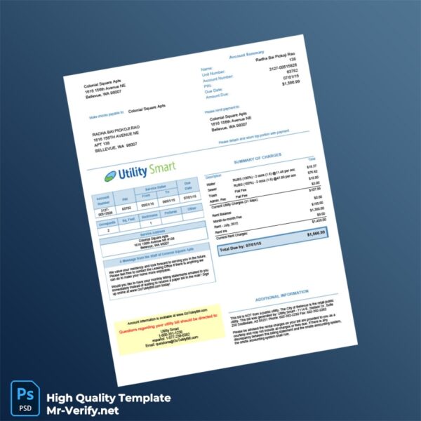 USA Colonial Square Apts Editable Bill Template in Word and PDF formats USA Colonial Square Apts Editable Bill Template in Word and PDF formats
