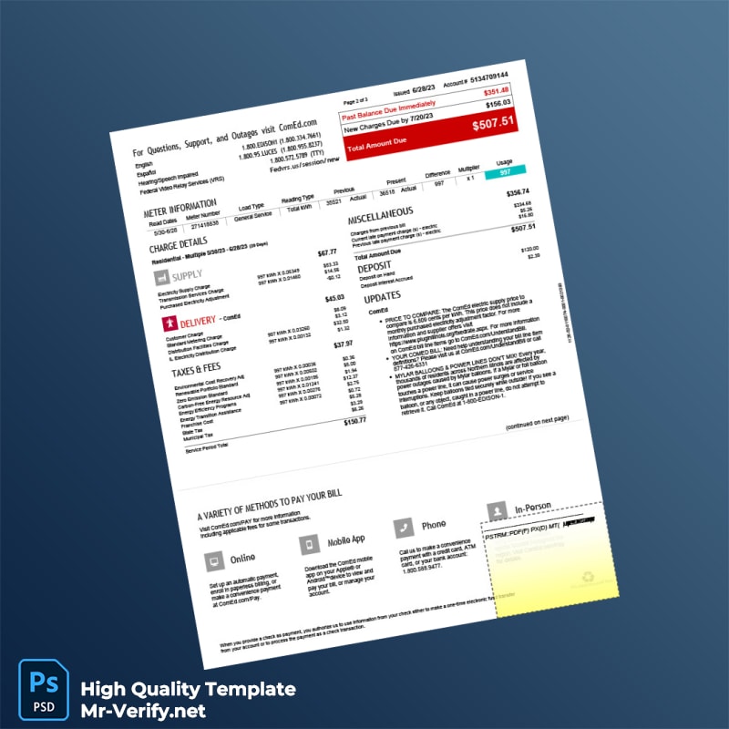 USA ComEd Editable Utility Bill Template in Word and PDF formats page 2 USA ComEd Editable Utility Bill Template in Word and PDF formats page 2