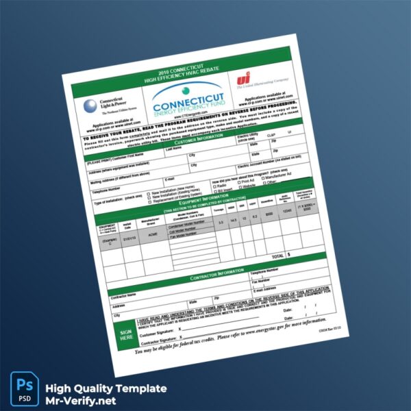 USA Connecticut Editable HVAC Incentive Application Template in Word and PDF formats USA Connecticut Editable HVAC Incentive Application Template in Word and PDF formats