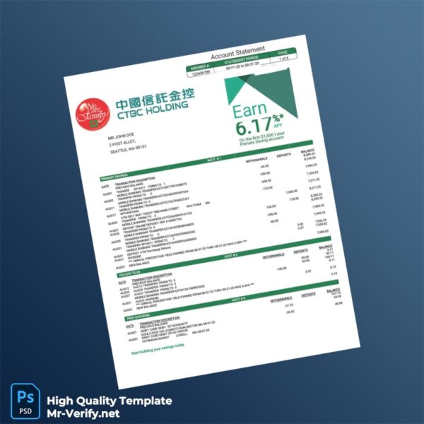 USA DCU Bank Statement Template in Word and PDF formats