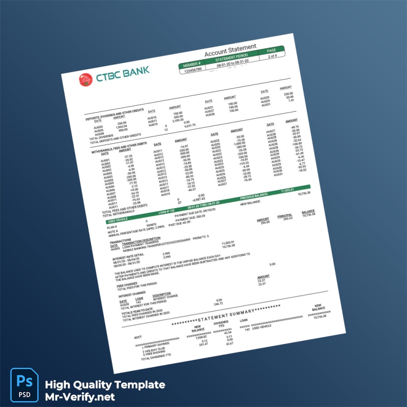 USA DCU Bank Statement Template in Word and PDF formats page 3 USA DCU Bank Statement Template in Word and PDF formats page 3