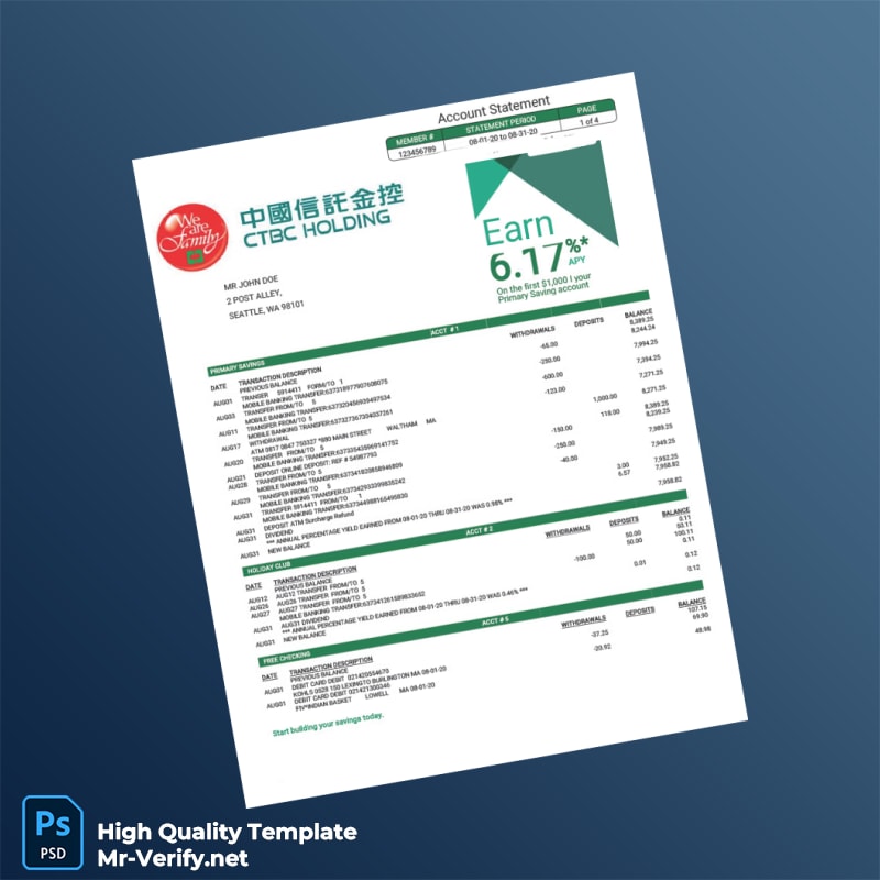 USA DCU Bank Statement Template in Word and PDF formats USA DCU Bank Statement Template in Word and PDF formats