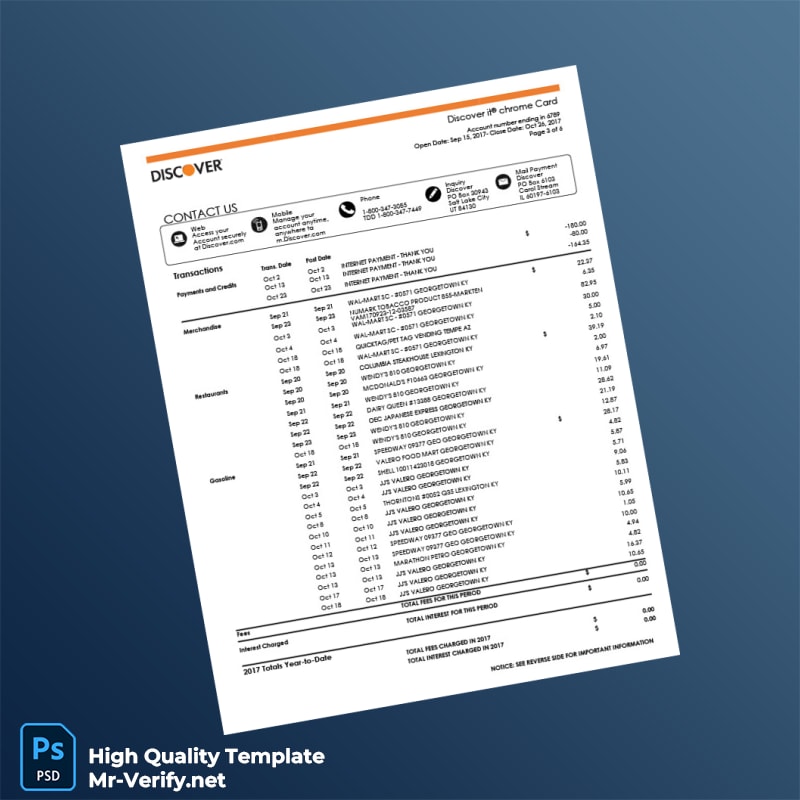 USA Discover Credit Card Statement Template in Word and PDF formats page 4 USA Discover Credit Card Statement Template in Word and PDF formats page 4