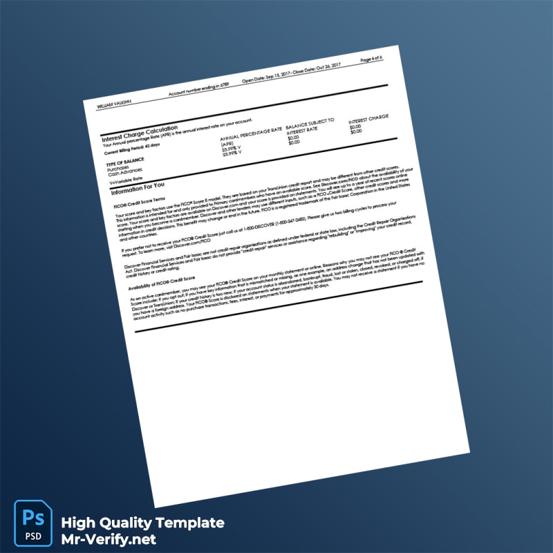 USA Discover Credit Card Statement Template in Word and PDF formats page 5 USA Discover Credit Card Statement Template in Word and PDF formats page 5