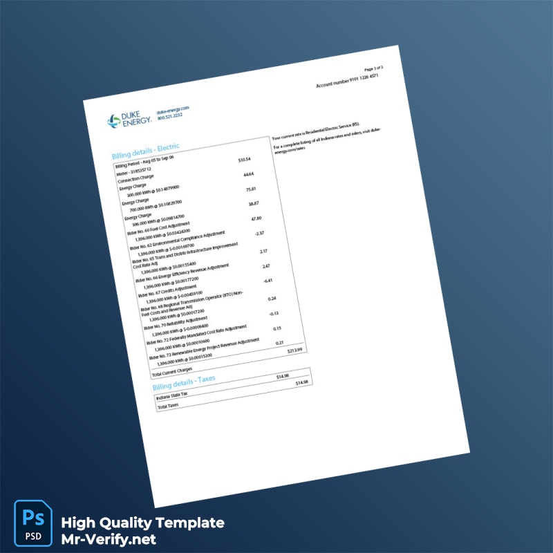 USA Duke Energy Editable Electric Bill Template in Word and PDF formats page 3 USA Duke Energy Editable Electric Bill Template in Word and PDF formats page 3
