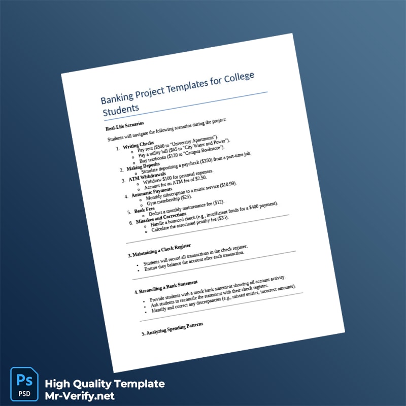 USA Editable Banking Project Template in Word and PDF formats USA Editable Banking Project Template in Word and PDF formats