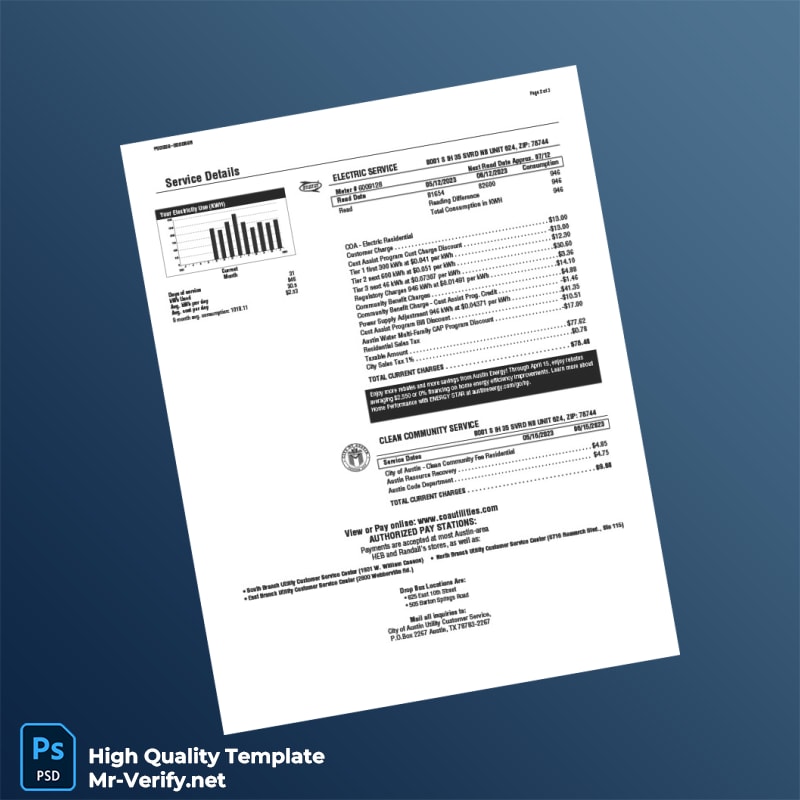 USA Electricity Provider Editable Utility Bill Template in Word and PDF formats page 2 USA Electricity Provider Editable Utility Bill Template in Word and PDF formats page 2