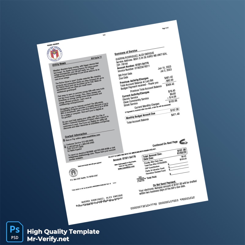 USA Electricity Provider Editable Utility Bill Template in Word and PDF formats USA Electricity Provider Editable Utility Bill Template in Word and PDF formats