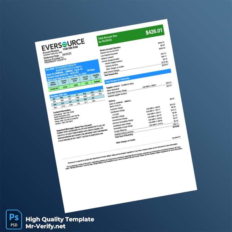 USA Eversource Editable Electricity Bill Template in Word and PDF formats page 2 USA Eversource Editable Electricity Bill Template in Word and PDF formats page 2