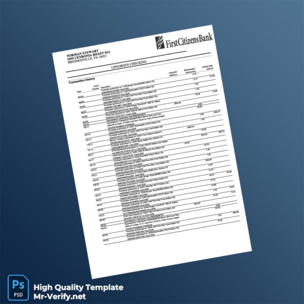 USA First Citizen Bank Statement Template in Word and PDF formats USA First Citizen Bank Statement Template in Word and PDF formats