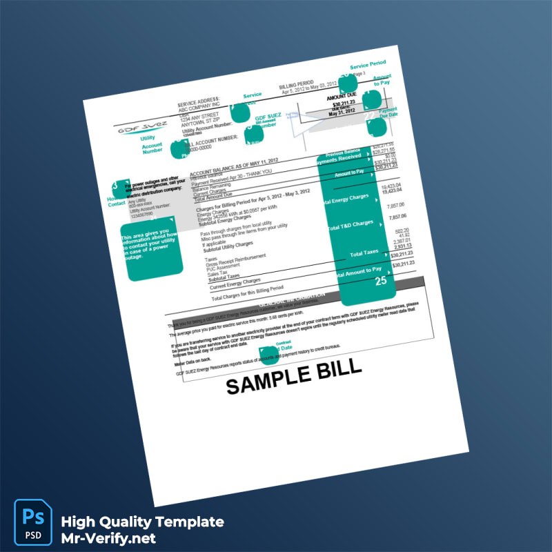 USA GDF SUEZ Energy Resources Editable Utility Bill Template in Word and PDF formats page 3 USA GDF SUEZ Energy Resources Editable Utility Bill Template in Word and PDF formats page 3