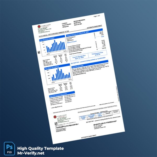 USA Garland Editable Electricity Bill Template in Word and PDF formats