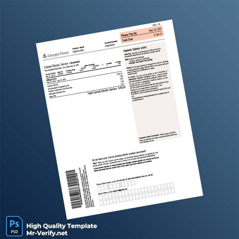 USA Georgia Power Editable Electricity Bill Template in Word and PDF formats page 3 USA Georgia Power Editable Electricity Bill Template in Word and PDF formats page 3