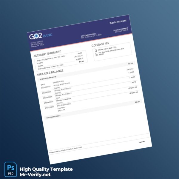 USA Green Dot Bank Statement Template in Word and PDF formats