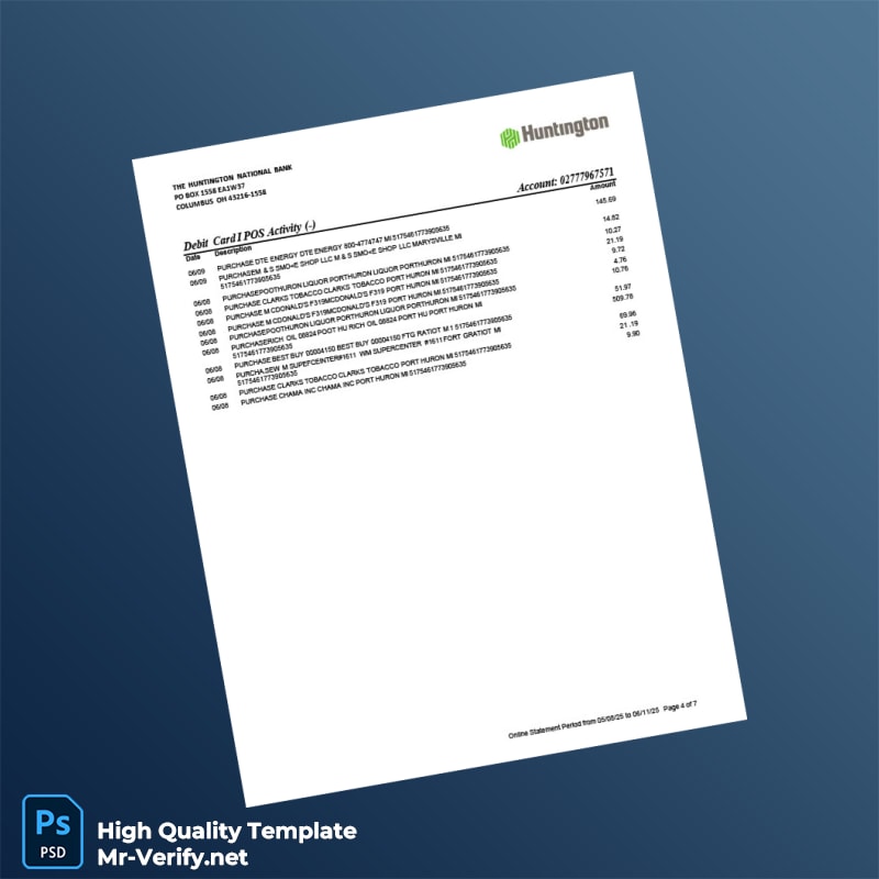 USA Huntington Bank Statement Template in Word and PDF formats page 4 USA Huntington Bank Statement Template in Word and PDF formats page 4