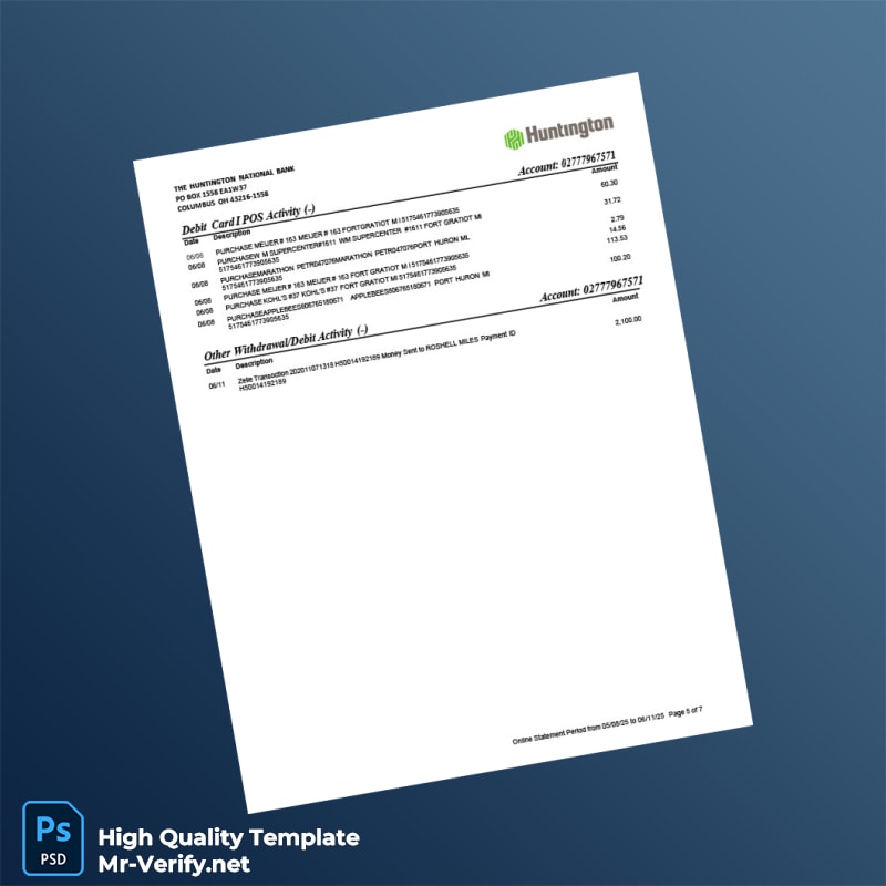 USA Huntington Bank Statement Template in Word and PDF formats page 5 USA Huntington Bank Statement Template in Word and PDF formats page 5